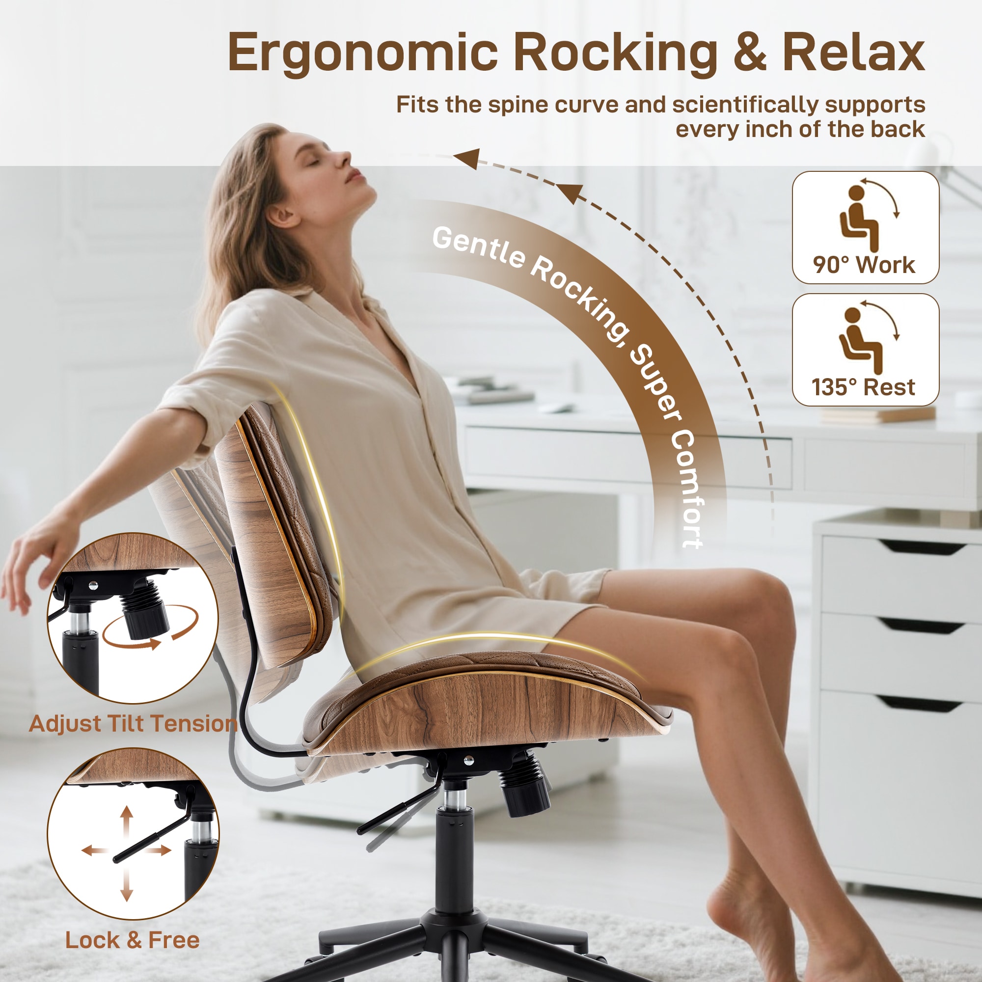 Ergonomic Office Chair With Adjustable Height And Swivel Wheels_voghion.com